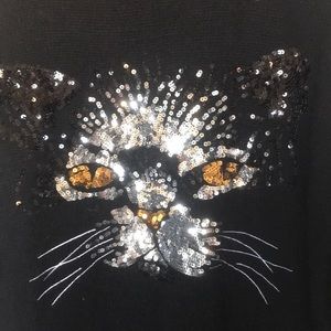 Black sequin kitty sweater